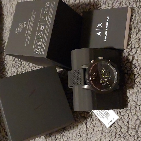 ARMANI EXCHANGE CHRONOGRAPH BLACK SILICONE WATCH AX1344 - Picture 2 of 8